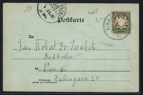 Mondschein-AK Simbach / Inn, Portal mit Innbrücke bei Nacht