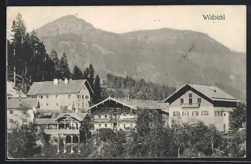 AK Wildbichl, Teilansicht mit Bergpanorama