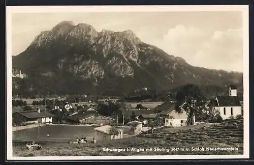 AK Schwangau i. Allgäu, Ansicht mit Säuling und Schlss Neuschwanstein
