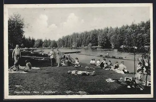 AK Hasselfelde, Badegäste im Waldbad