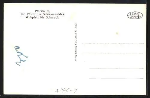 AK Pforzheim, Leopoldplatz mit Strassenbahnen