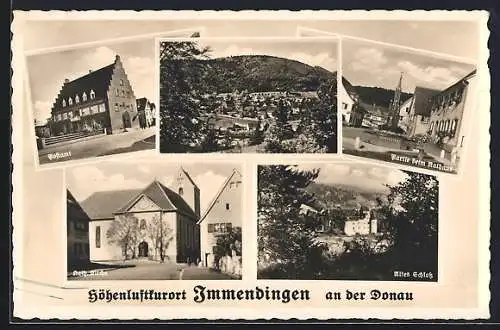 AK Immendingen, Postamt, Rathaus und katholische Kirche