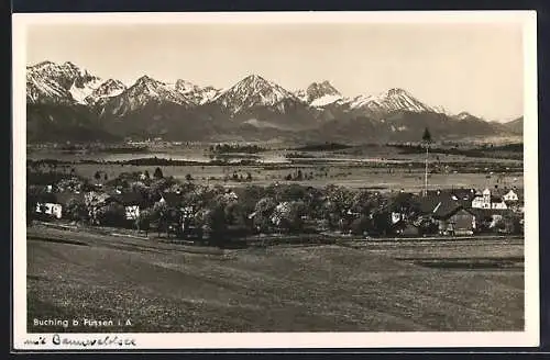 AK Buching b. Füssen, Ortsansicht mit Alpenpanorama