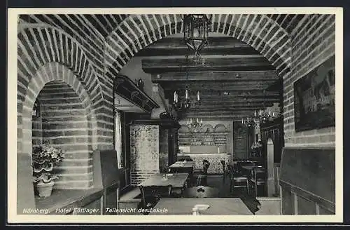 AK Nürnberg, Hotel Föttinger, Teilansicht der Lokale