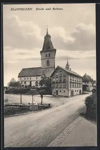 AK Blaufelden, Partie an der Kirche und dem Rathaus