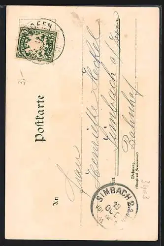 Lithographie Berg / Starnberger See, Partie am Schloss