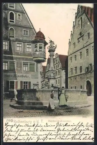 AK Rothenburg o. d. T., Marien-Apotheke am Herterichbrunnen