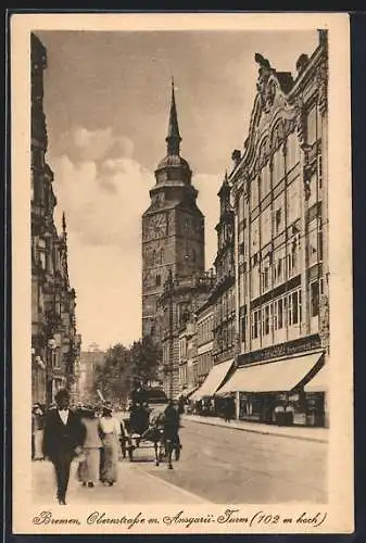 AK Bremen, Obernstrasse mit Ansgarii-Turm