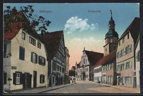 AK Ettlingen, Strasse am Kirchenplatz