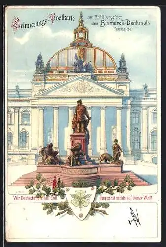 Lithographie Berlin-Tiergarten, Enthüllungsfeier des Bismarck-Denkmals