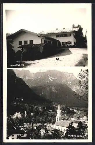 AK Schellenberg / Berchtesgaden, Haus Habert und Ortsansicht aus der Vogelschau