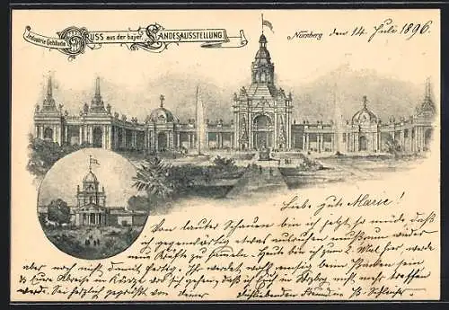 AK Nürnberg, Bayer. Landesausstellung 1896, Blick auf das Ausstellungsgelände