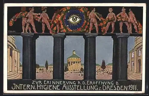 Künstler-AK Dresden, Internationale Hygiene-Ausstellung 1911