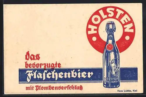 Künstler-AK Hamburg, Brauerei Holsten, Reklame für Holsten-hell, Holsten-Edel, Dominikaner-Bräu und Doppel-Braunbier