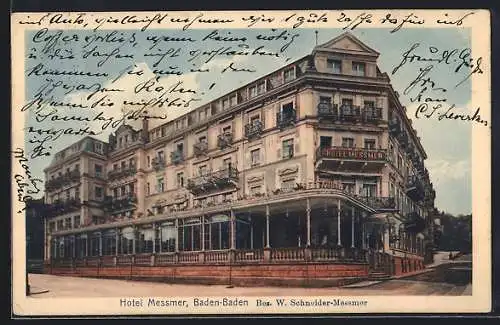 AK Baden-Baden, Hotel Messmer von W. Schneider-Messmer