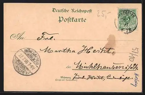 Lithographie Hohegeiss /Harz, Wolfsbachmühle, Post, Kirche