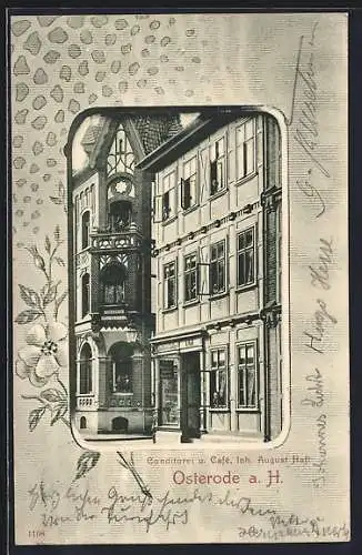 AK Osterode a. H., Cafe und Conditorei von August Haft