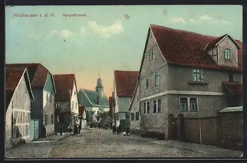 AK Holzhausen / Höhe, Hauptstrasse mit Blick zur Kirche