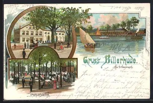 Lithographie Hamburg-Rothenburgsort, Gasthof Billerhude von Th. Waweroosky