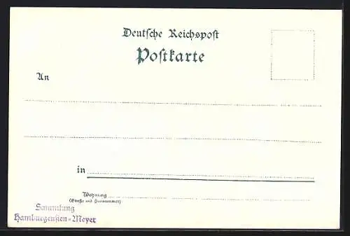 Lithographie Hamburg-Billwärder, Ortspartie am Gasthaus J.W.v.Haves mit Park und Dampfschiffstation