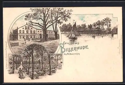 Lithographie Hamburg-Rothenburgsort, Gasthaus Billerhude