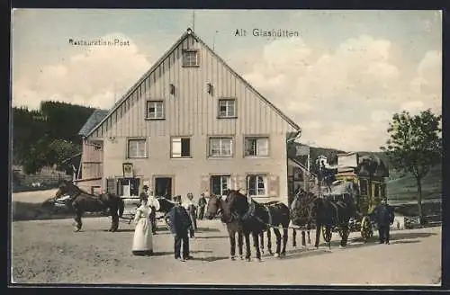 AK Altglashütten, Restaurant Post, Postkutsche