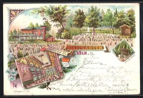 Lithographie Köln-Neustadt, Reges Treiben im Stadtgarten