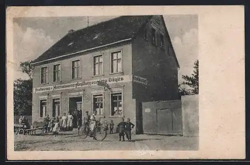 AK Welsleben, Restaurant und Handlung von Otto Dönitz, Fahrrad