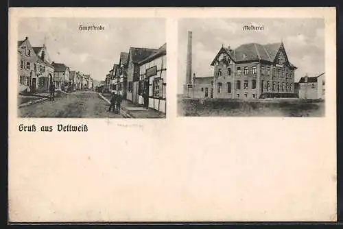 AK Vettweiss, Hauptstrasse und Molkerei