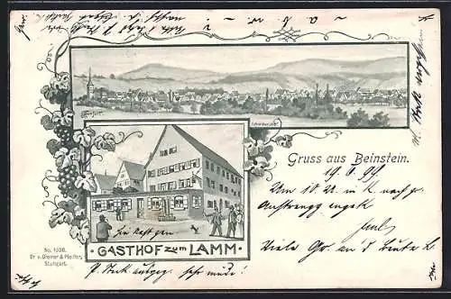 Künstler-AK Beinstein, Gasthof zum Lamm, Gesamtansicht