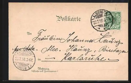 Lithographie Tiefenstein / Schwarzw., Ortsansicht, Gasthof zur Post