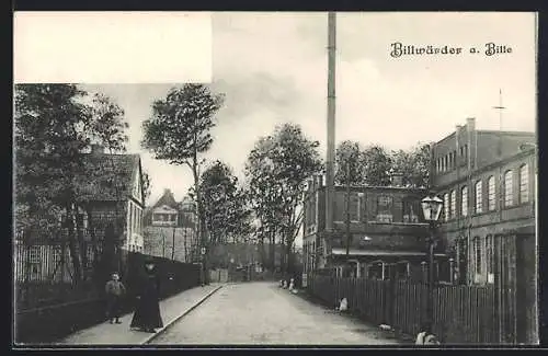 AK Hamburg-Billwärder, Strassenpartie mit Fabrikgebäude