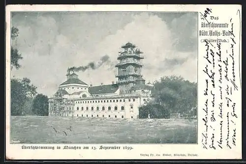 AK München, Das überschwemmte städt. Volksbad 1899