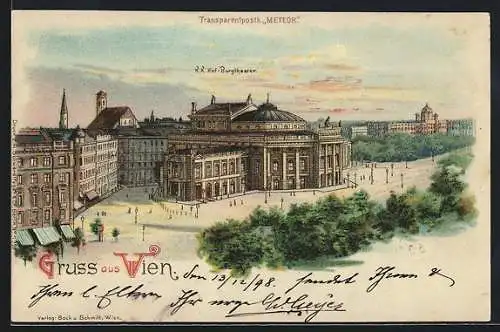 Lithographie Wien, K. K. Hof-Burgtheater, Halt gegen das Licht: Vollmond