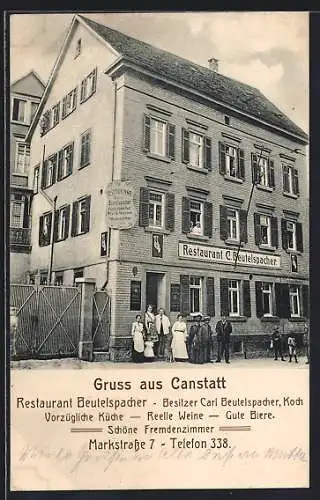 AK Canstatt, Restaurant Beutelspacher, Marktstrasse 7