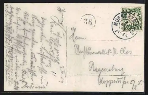 AK München, Zeppelin SM Z 1 über der Stadt, 1909