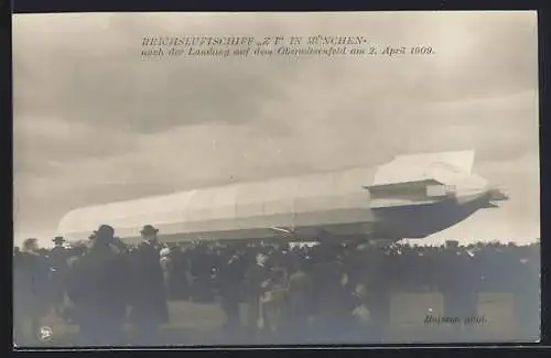 AK Reichsluftschiff Z 1 in München auf dem Oberwiesenfeld 1909