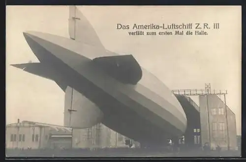 AK Amerika-Luftschiff Z. R. III, verlässt zum ersten Mal die Halle, Zeppelin, Heck