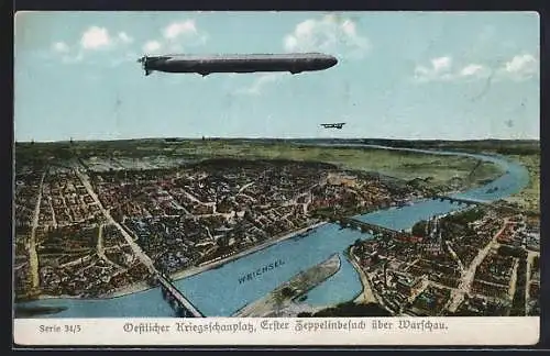 AK Warschau, Erster Zeppelinbesuch 1914