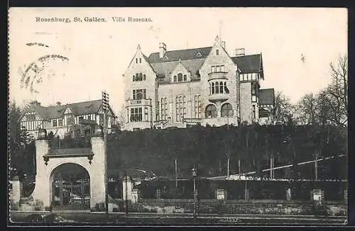 AK St. Gallen-Rosenberg, Blick auf die Villa Rosenau