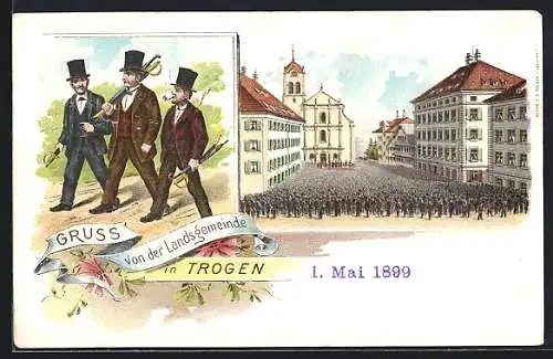 Lithographie Trogen, Umzug der Landsgemeinde 1899