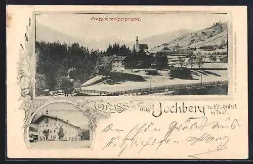 AK Jochberg / Kitzbühel, Grossvenedigergruppe und Gasthaus zum schwarzen Adler