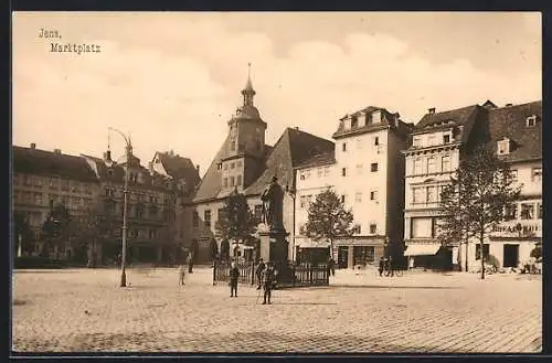 AK Jena, Marktplatz mit Denkmal