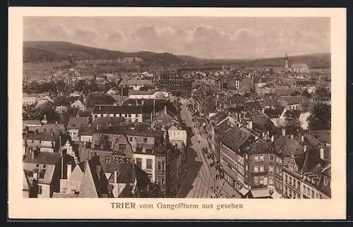 AK Trier, Ortsansicht vom Gangolfturm aus, Strassenbahn