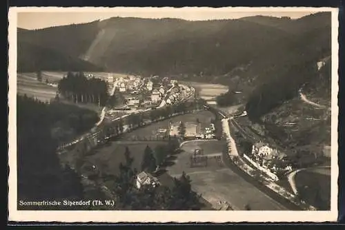 AK Sitzendorf /Th. W., Blick vom Annafels zum Schwimmbad und neuem Ortsteil