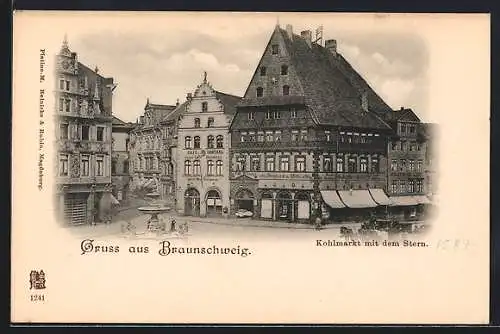 AK Braunschweig, Kohlmarkt mit Cafe Central und dem Stern