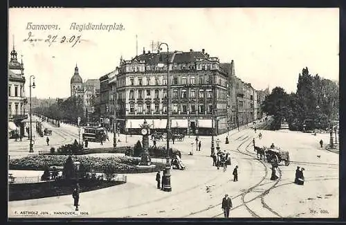 AK Hannover, Aegidientorplatz mit Strassenbahn