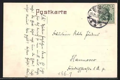 AK Hannover, Aegidienthorplatz mit Darmstädter Bank und Strassenbahn