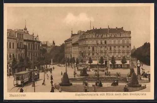 AK Hannover, Strassenbahn am Aegidientorplatz mit Blick auf Georgsplatz