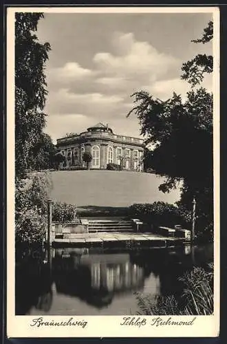 AK Braunschweig, Uferpartie mit Blick auf Schloss Richmond